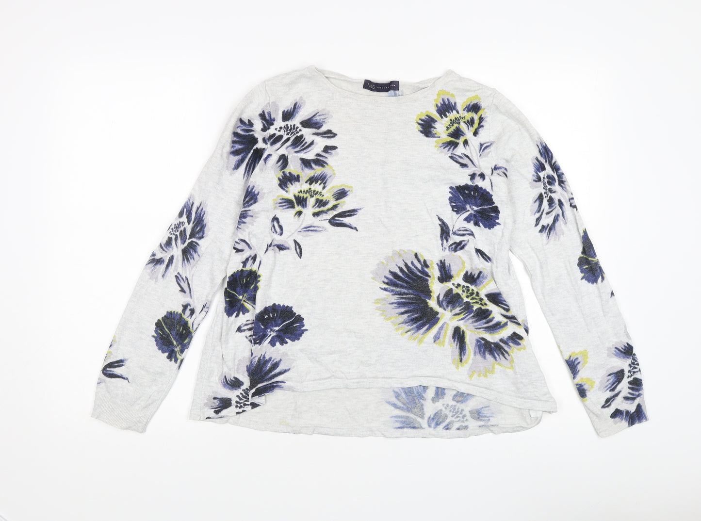 Marks and Spencer Women's Grey Floral Pullover Jumper Size 14