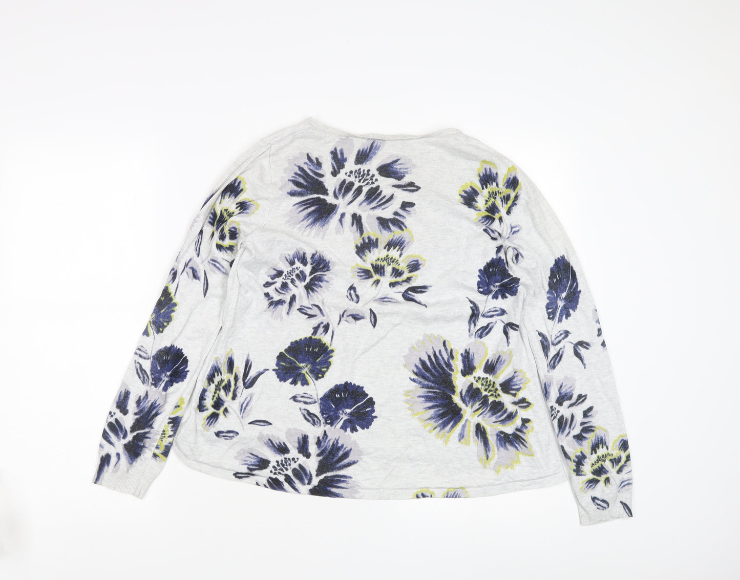 Marks and Spencer Women's Grey Floral Pullover Jumper Size 14