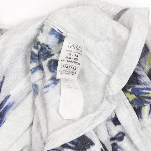 Marks and Spencer Women's Grey Floral Pullover Jumper Size 14
