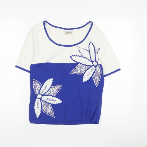 Roman Originals Women's Blue Floral Pullover Jumper S