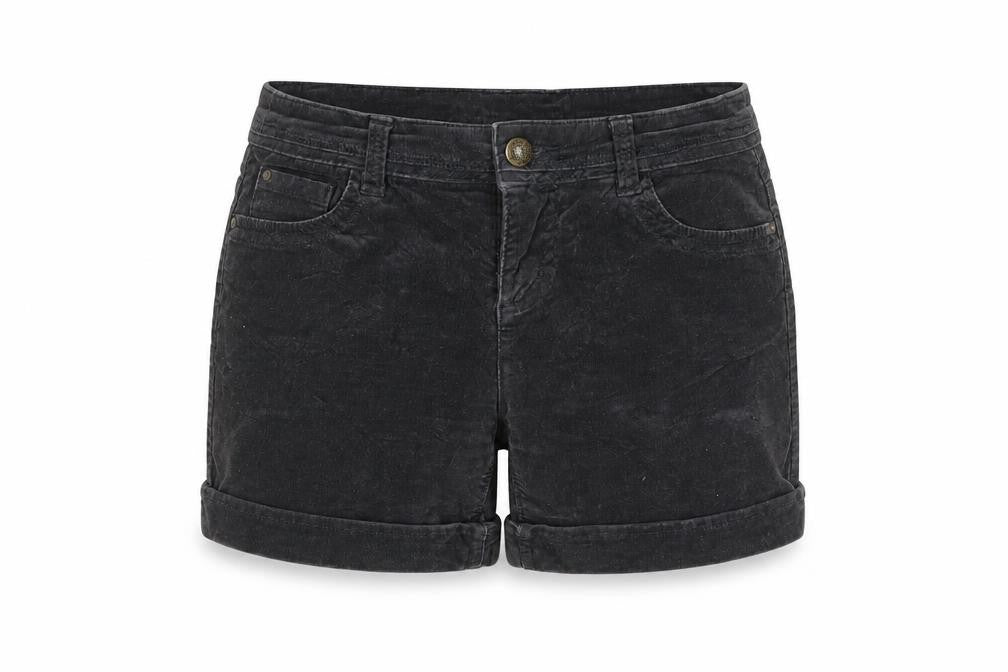 Front view of Yessica Women's Black Corduroy Shorts, size 8