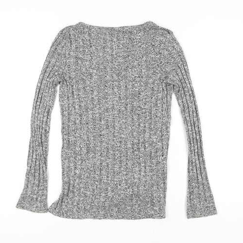 Topshop Women's Grey V-Neck Pullover Jumper Size 8