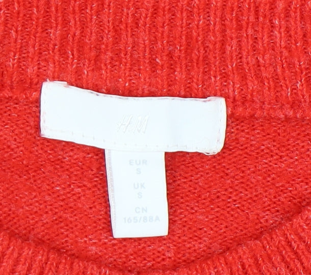 H&M Women's Red Mock Neck Beaded Jumper Size S