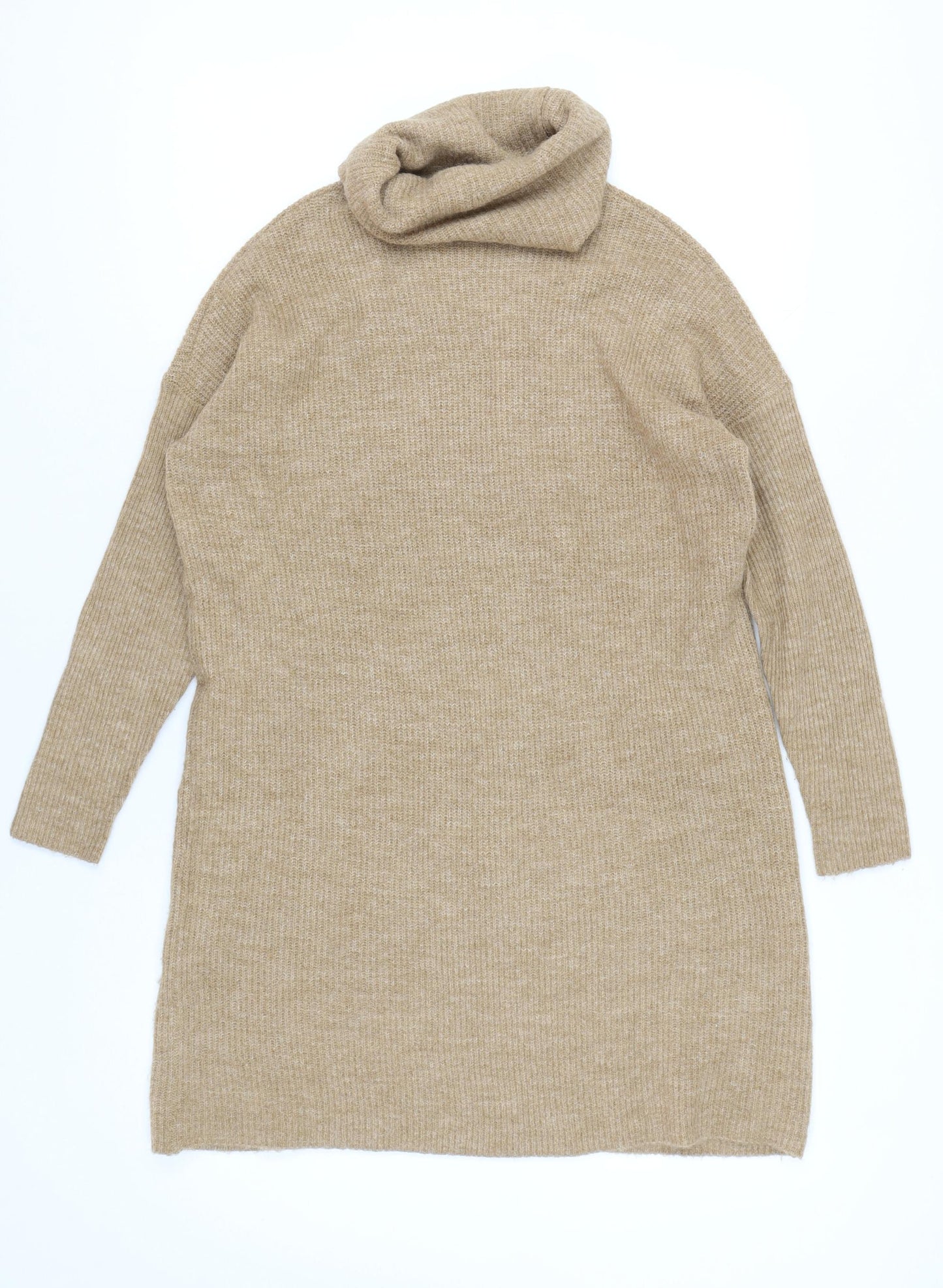 ONLY Women's Beige Cowl Neck Knit Dress M