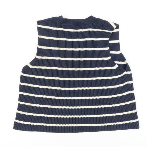 Zara Women's Blue Striped Vest Jumper Size 14