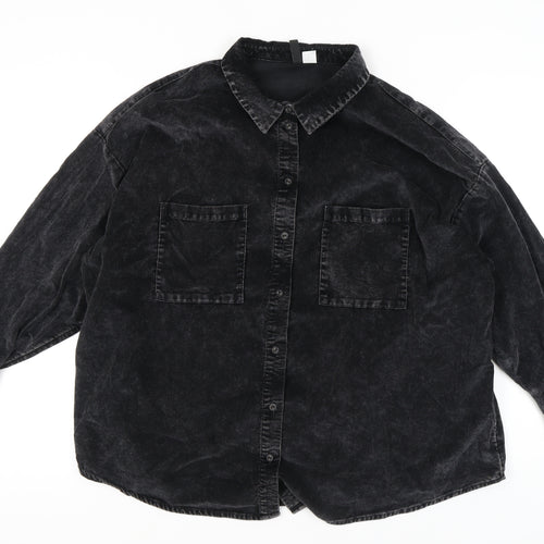 H&M Women's Black Long Sleeve Button-Up Shirt Size 16