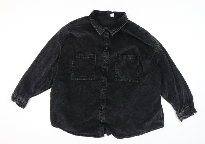 H&M Women's Black Long Sleeve Button-Up Shirt Size 16