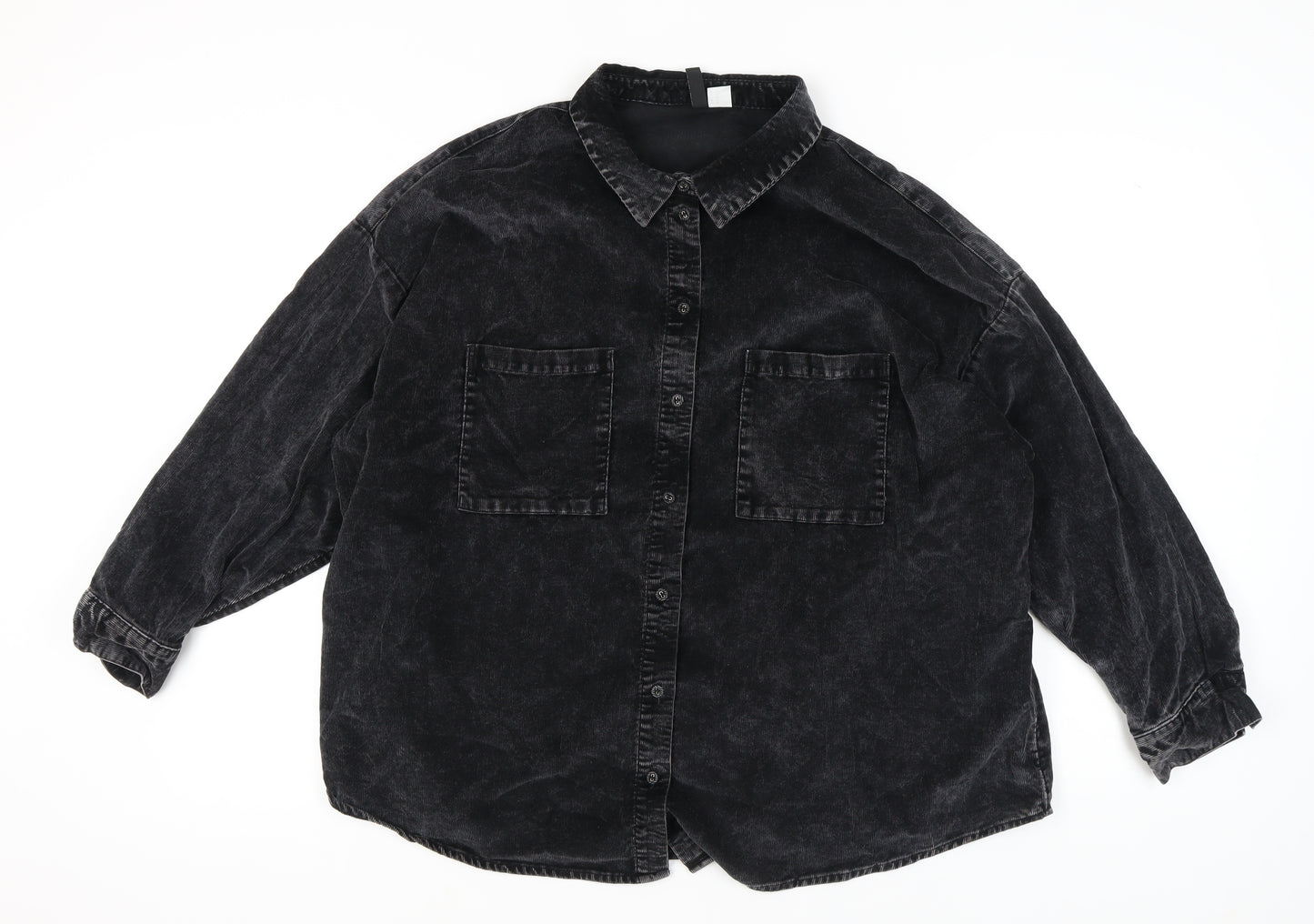 H&M Women's Black Long Sleeve Button-Up Shirt Size 16