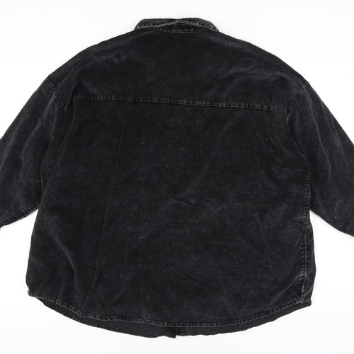 H&M Women's Black Long Sleeve Button-Up Shirt Size 16