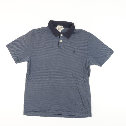 Original Penguin Men's Blue Striped Polo Shirt, Slim Fit, Size M