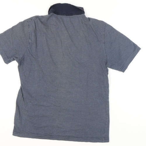 Original Penguin Men's Blue Striped Polo Shirt, Slim Fit, Size M