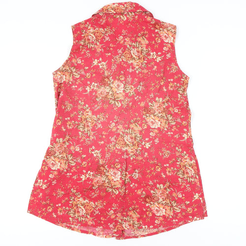 Laura Ashley Women's Red Floral Sleeveless Blouse Size 10