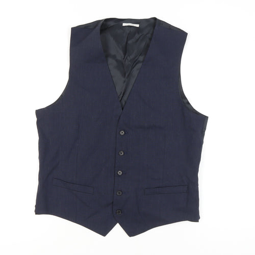 Marks and Spencer Men's Blue Linen Waistcoat