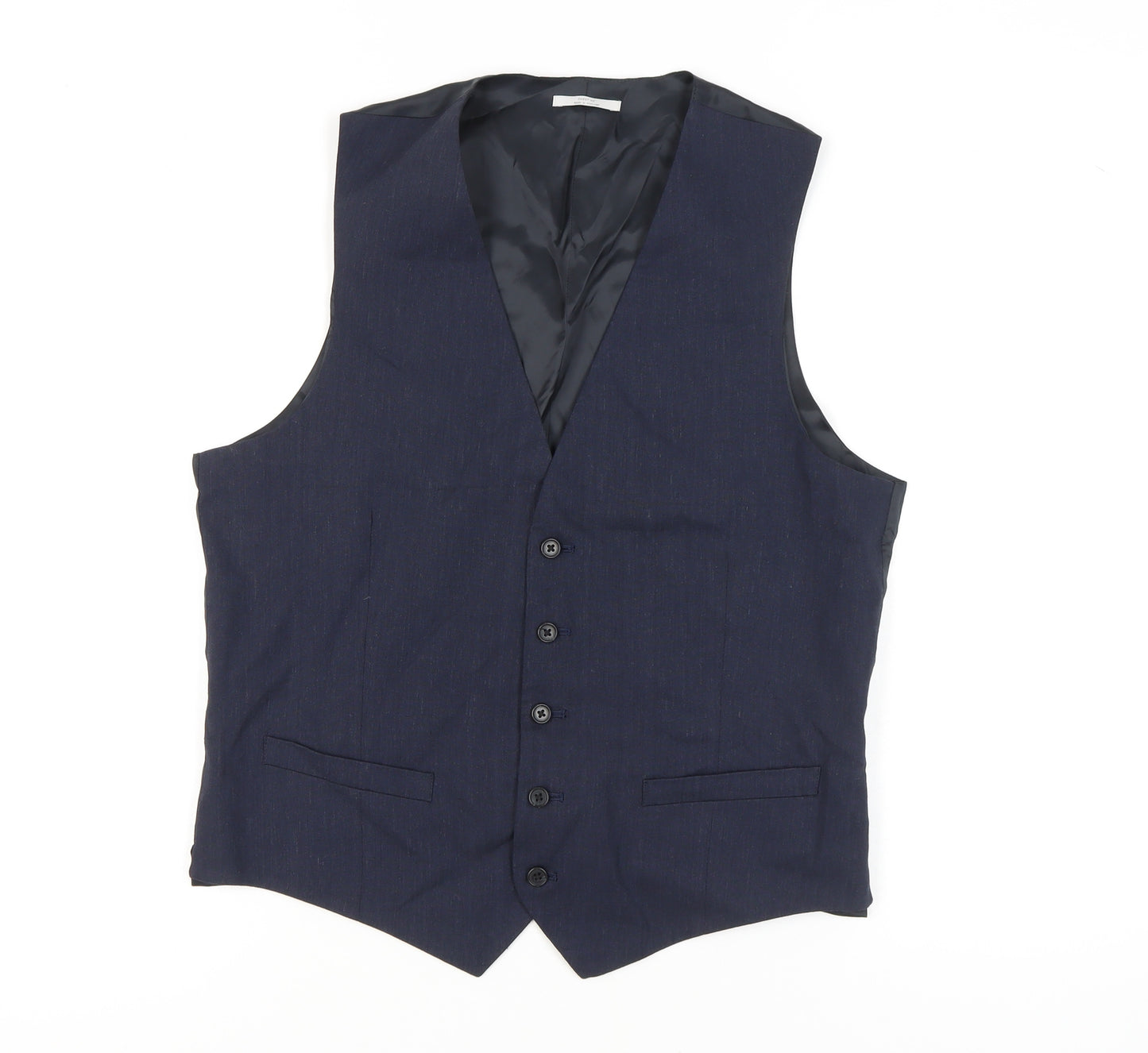 Marks and Spencer Men's Blue Linen Waistcoat