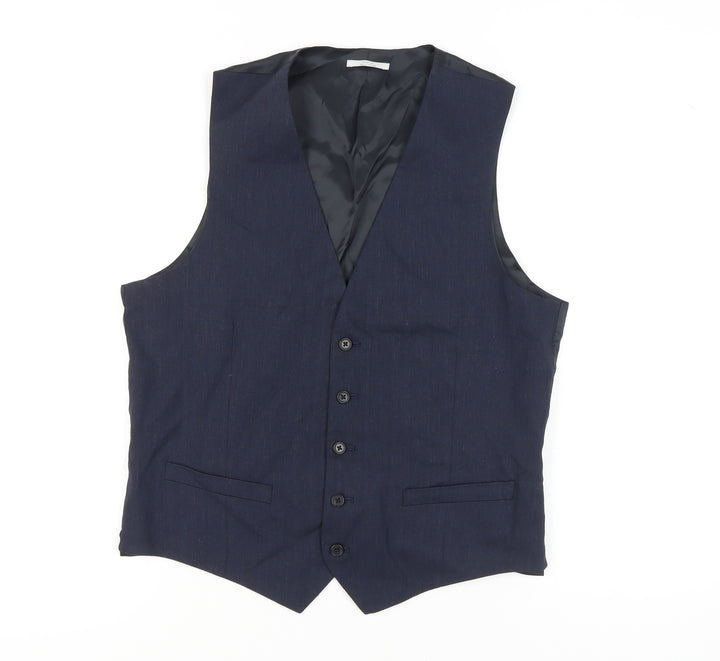 Marks and Spencer Men's Blue Linen Waistcoat