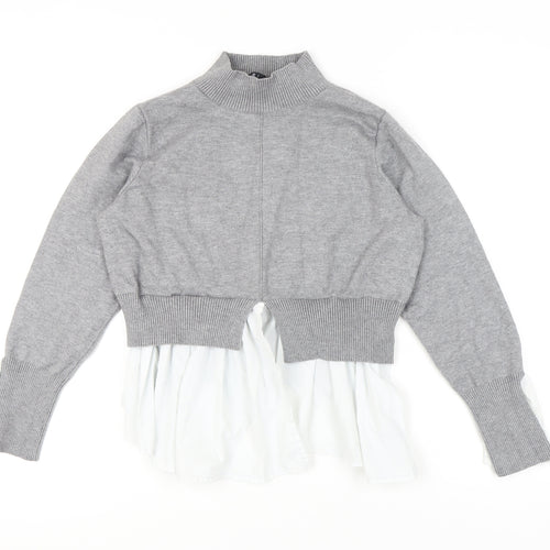 New Look Women's Grey Mock Neck Pullover Jumper L