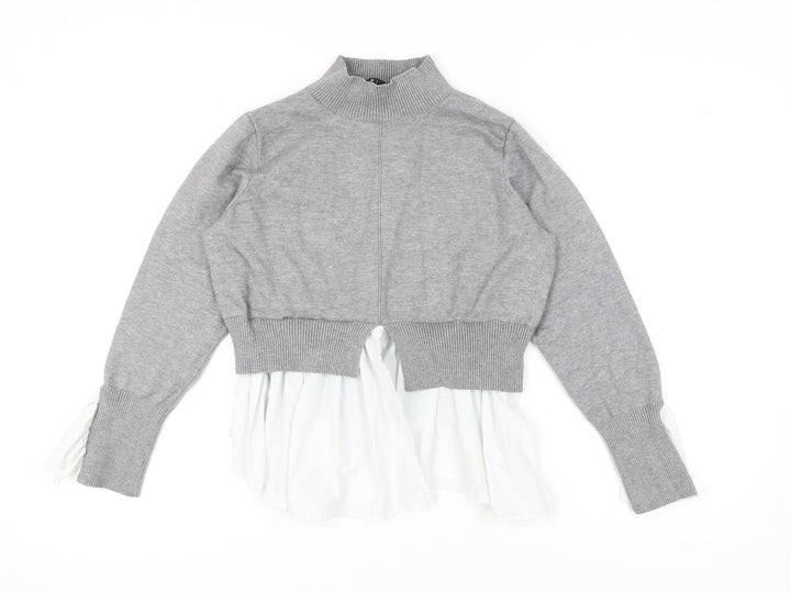 New Look Women's Grey Mock Neck Pullover Jumper L
