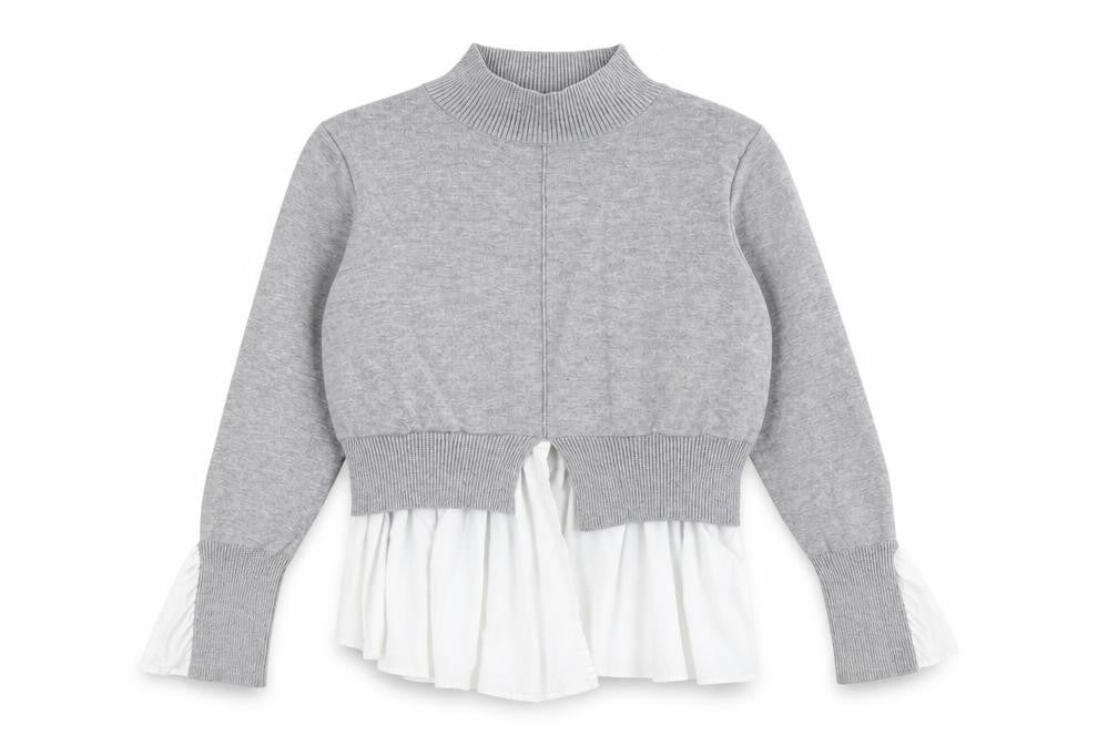 Front view of New Look Women's Grey Mock Neck jumper L