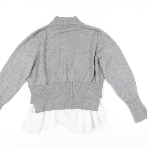 New Look Women's Grey Mock Neck Pullover Jumper L