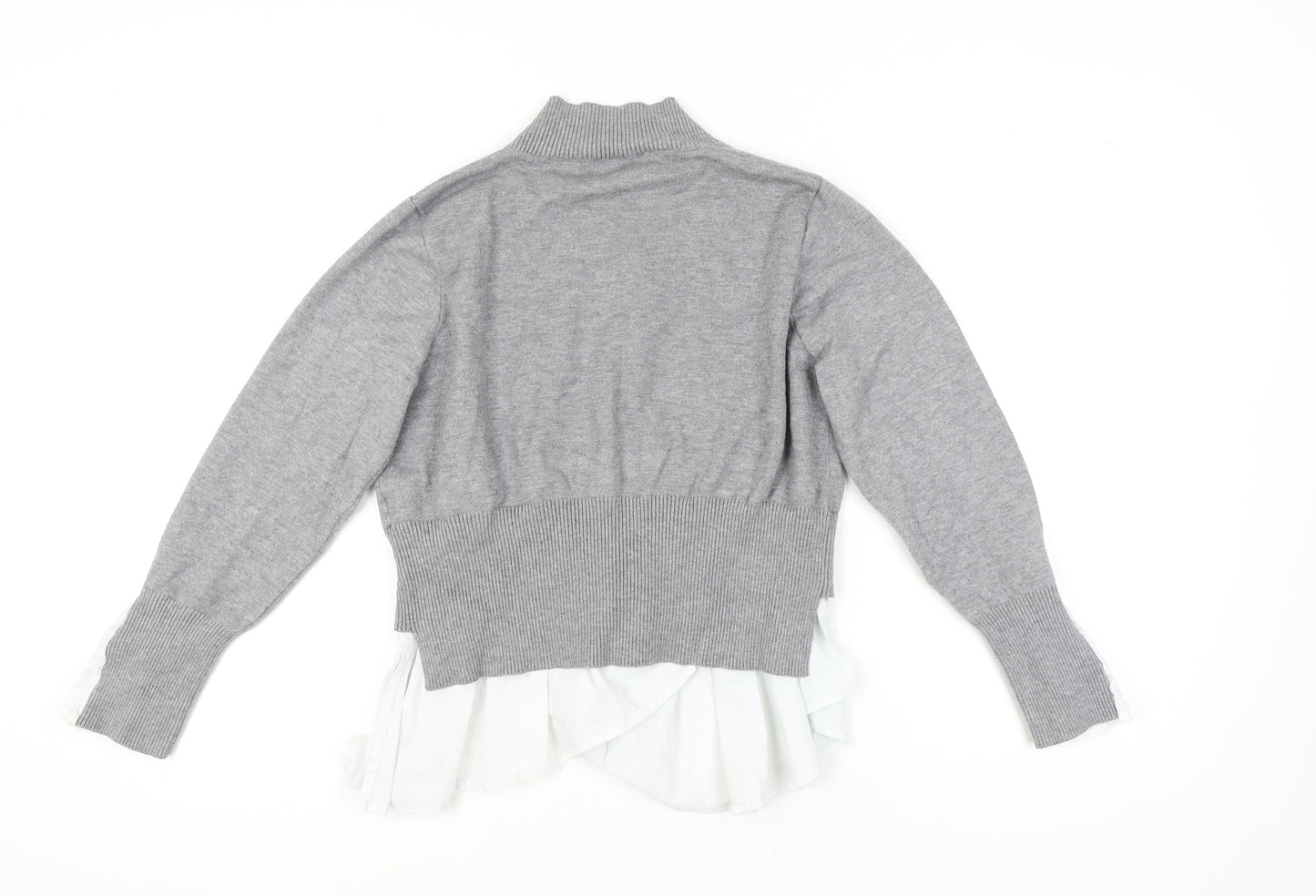 New Look Women's Grey Mock Neck Pullover Jumper L