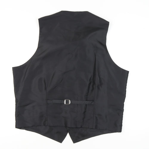 Moss Bros Men's Grey Geometric Waistcoat 2XL Formal