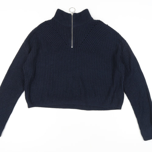 H&M Women's Blue High Neck Pullover - Size S