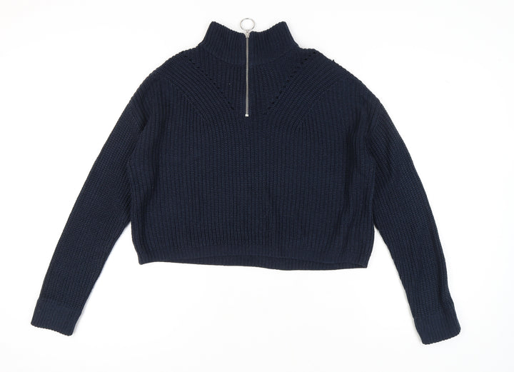 H&M Women's Blue High Neck Pullover - Size S