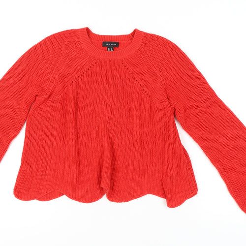 New Look Women’s Red Chunky-Knit Pullover Jumper M