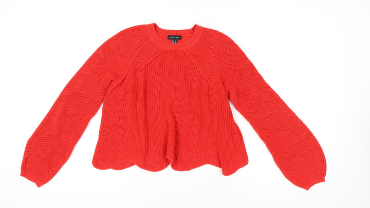 New Look Women’s Red Chunky-Knit Pullover Jumper M