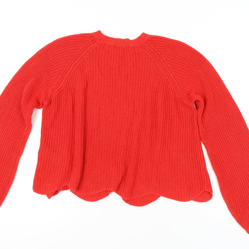 New Look Women’s Red Chunky-Knit Pullover Jumper M