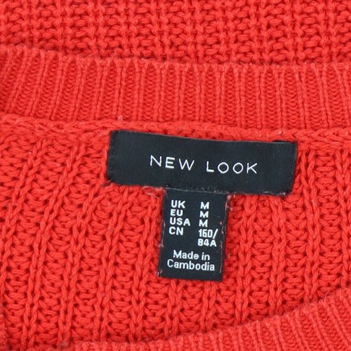 New Look Women’s Red Chunky-Knit Pullover Jumper M