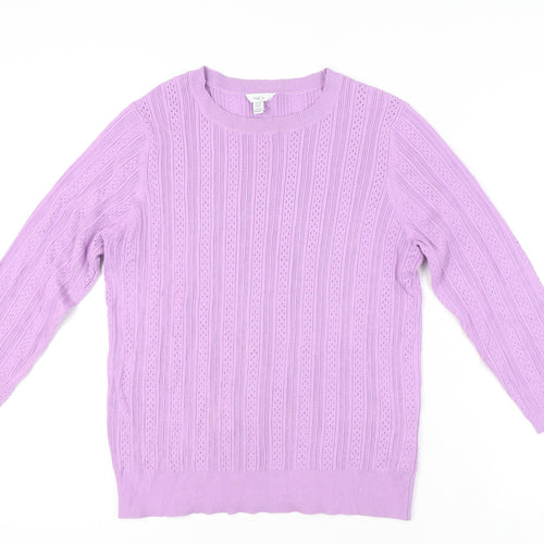 M&Co Women's Purple Cable-Knit Jumper, Size 14