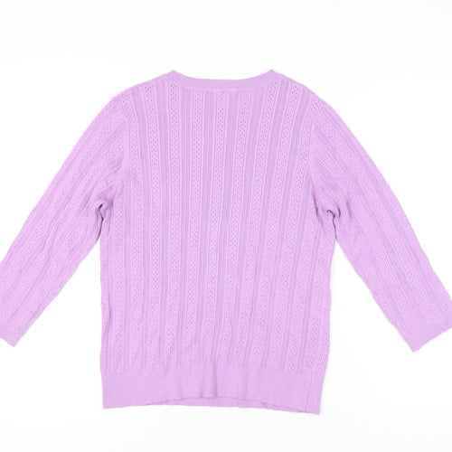 M&Co Women's Purple Cable-Knit Jumper, Size 14