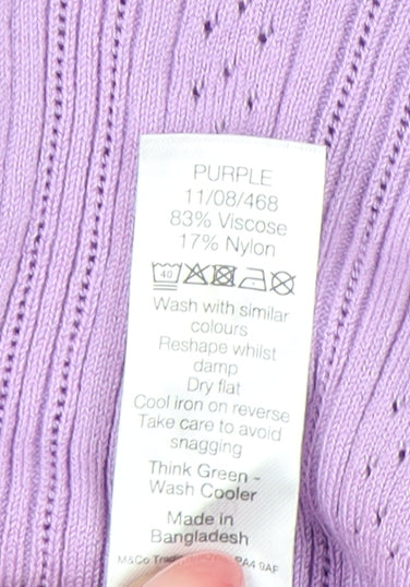 M&Co Women's Purple Cable-Knit Jumper, Size 14
