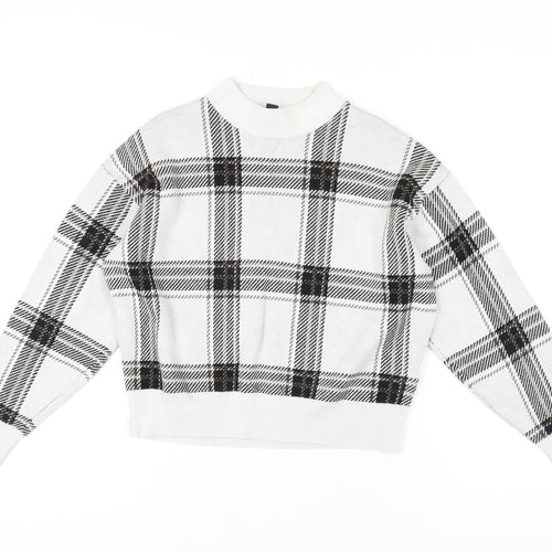 New Look Women's White Check Pullover Jumper, Size S