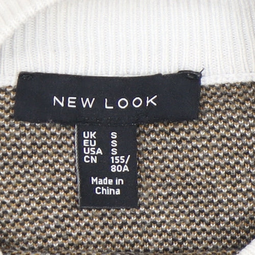 New Look Women's White Check Pullover Jumper, Size S