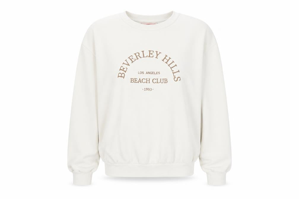 Front view of MISSPAP Women's Ivory Pullover Sweatshirt, size 10