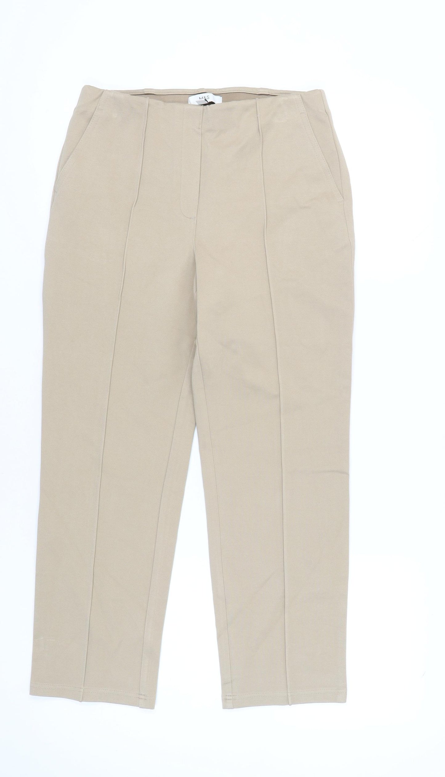 Marks and Spencer Beige Women's Regular Trousers - Size 12
