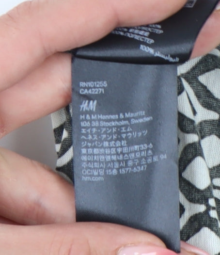 H&M Women's Black Camisole Tank, Size 14, Geometric Pattern