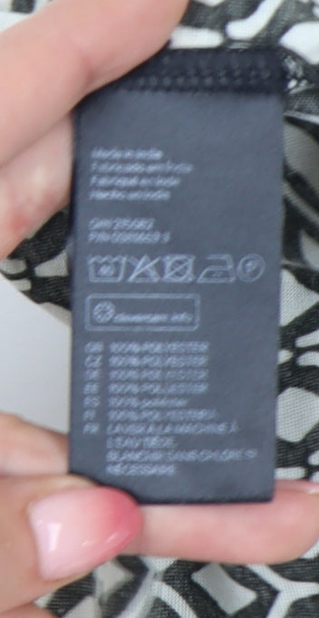 H&M Women's Black Camisole Tank, Size 14, Geometric Pattern