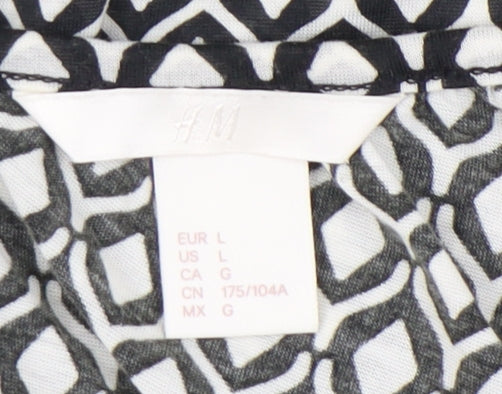 H&M Women's Black Camisole Tank, Size 14, Geometric Pattern