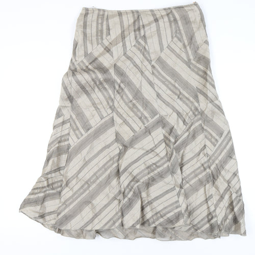 Marks and Spencer Women's Beige Striped Skirt, Size 14 Short