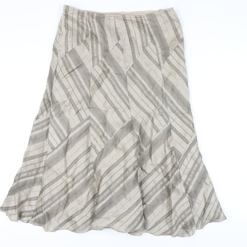 Marks and Spencer Women's Beige Striped Skirt, Size 14 Short