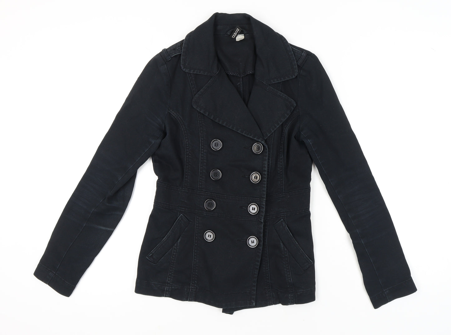 H&M Women's Black Cotton Pea Coat Size 12