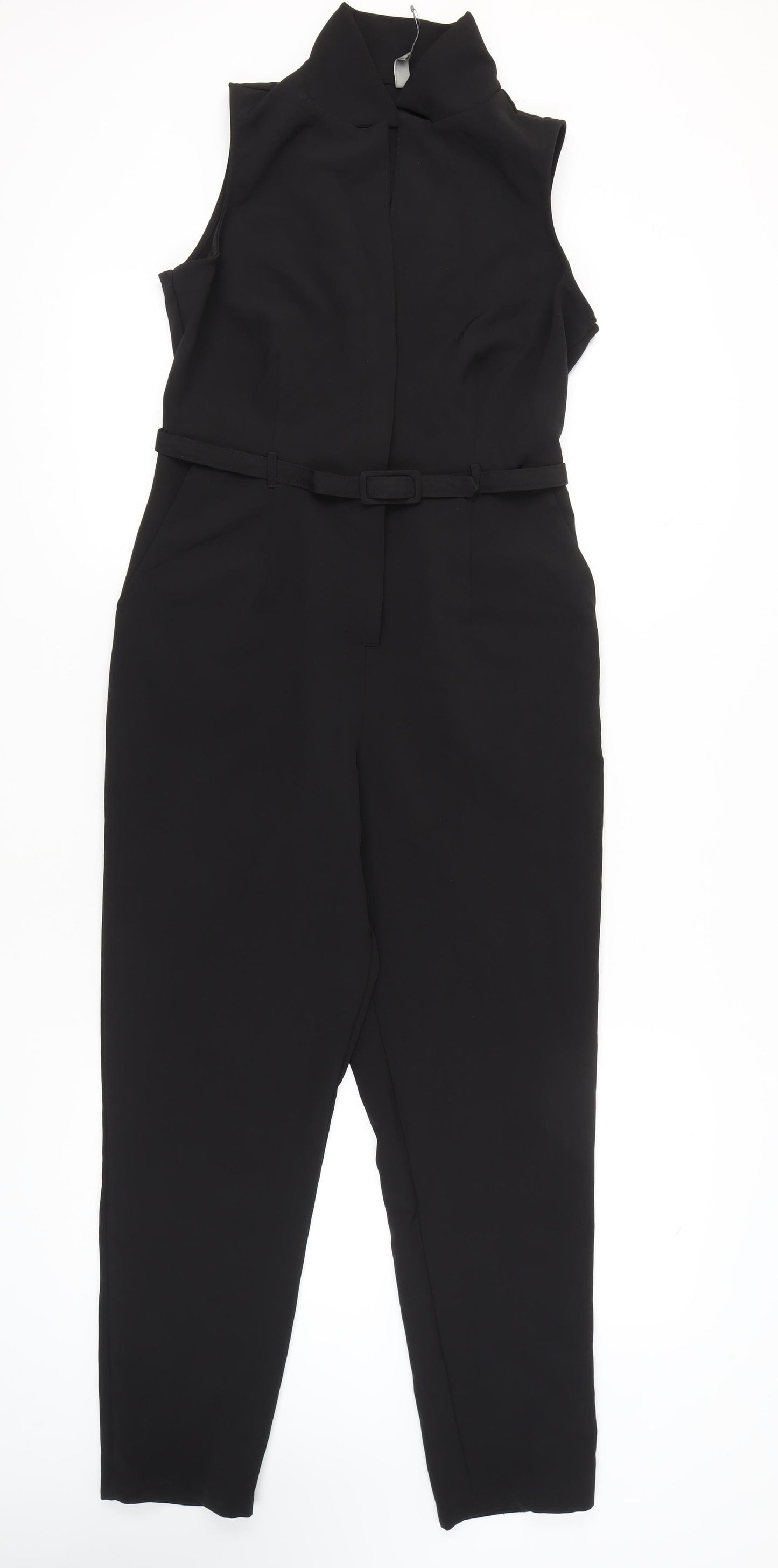 ASOS Women's Black Jumpsuit Size 12 Sleeveless Belted