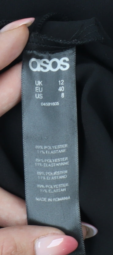 ASOS Women's Black Jumpsuit Size 12 Sleeveless Belted