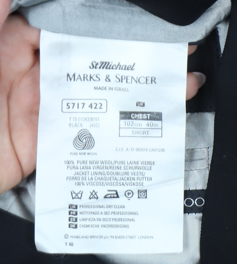 Marks and Spencer Men's Black Suit Jacket 40S
