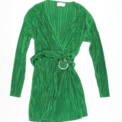 ASOS Design Green Wrap Dress - Size 12 - Long Sleeve