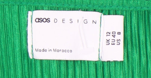 ASOS Design Green Wrap Dress - Size 12 - Long Sleeve