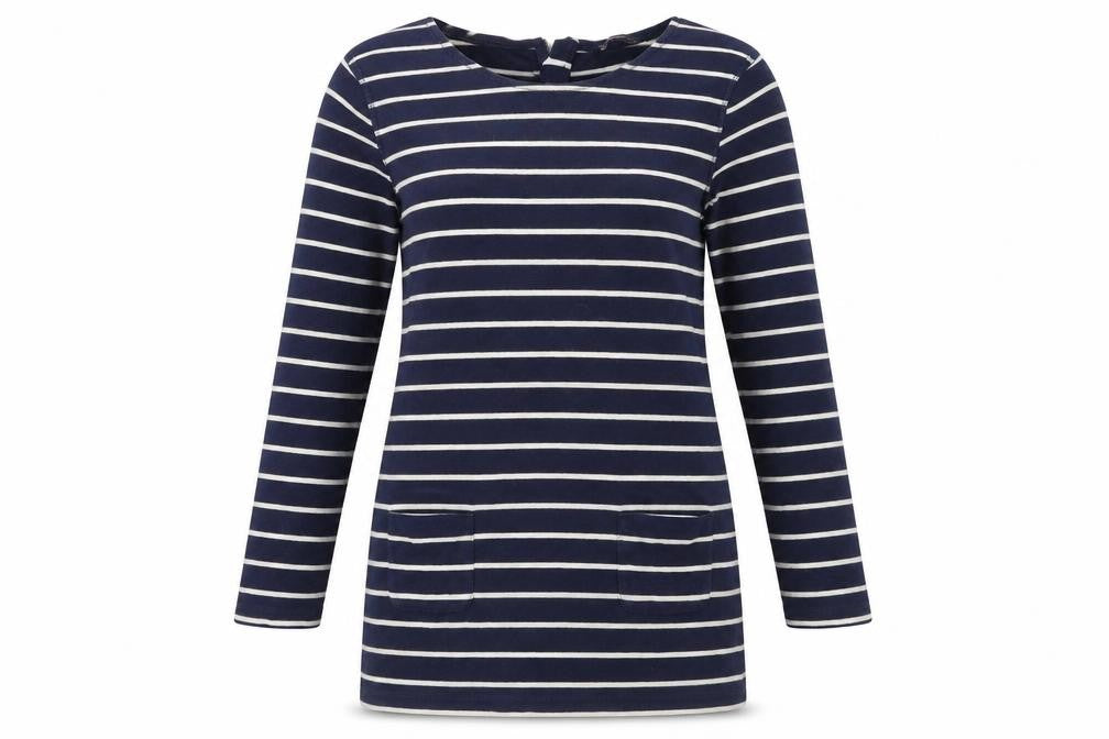 Front view of Marks & Spencer Women's Navy Striped Top, size 14